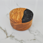 Olive Wood and Black Swirl Resin Salt Cellar