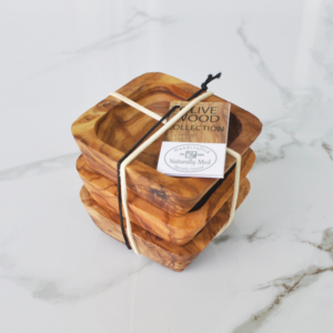 Olive Wood Square Dipping Bowl - Set of 3